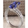 Image 3 : 3.33 CTW Natural Blue Tanzanite And Diamond Ring In 18K Solid White Gold