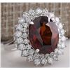 Image 2 : 11.01 CTW Natural Hessonite Garnet And Diamond Ring 18K Solid White Gold