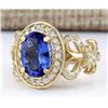 Image 2 : 3.93 CTW Natural Tanzanite And Diamond Ring In 18K Yellow Gold