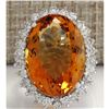 Image 1 : 17.30 CTW Natural Citrine And Diamond Ring 18K Solid White Gold