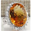 Image 2 : 17.30 CTW Natural Citrine And Diamond Ring 18K Solid White Gold