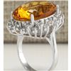 Image 3 : 17.30 CTW Natural Citrine And Diamond Ring 18K Solid White Gold