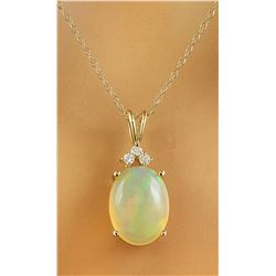 3.86 CTW Opal 14K Yellow Gold Diamond Necklace
