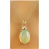 Image 1 : 3.86 CTW Opal 14K Yellow Gold Diamond Necklace