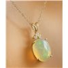 Image 2 : 3.86 CTW Opal 14K Yellow Gold Diamond Necklace