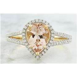 2.32 CTW Morganite 18K Yellow Gold Diamond Ring