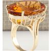 Image 3 : 32.41 CTW Natural Citrine And Diamond Ring In 14K Solid Yellow Gold