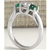 Image 3 : 1.00 CTW Natural Colombian Emerald And Diamond Ring 18K Solid White Gold