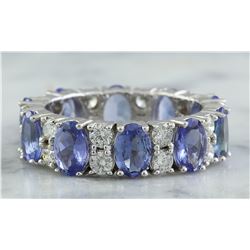 6.94 CTW Tanzanite 18K White Gold Diamond Ring