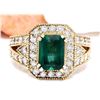 Image 1 : 3.50 CTW Natural Emerald 18K Solid Yellow Gold Diamond Ring
