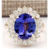 Image 1 : 7.22 CTW Natural Tanzanite And Diamond Ring In 14k Yellow Gold
