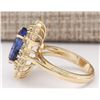 Image 2 : 7.22 CTW Natural Tanzanite And Diamond Ring In 14k Yellow Gold
