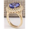 Image 3 : 7.22 CTW Natural Tanzanite And Diamond Ring In 14k Yellow Gold