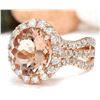Image 2 : 5.29 CTW Natural Morganite 18K Solid Rose Gold Diamond Ring