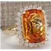 Image 2 : 8.87 CTW Natural Citrine And Diamond Ring 18K Solid Yellow Gold