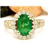 Image 1 : 3.78 CTW Natural Emerald 14K Solid Yellow Gold Diamond Ring