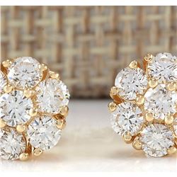 2.45 CTW Natural Diamond Earrings 18K Solid Yellow Gold