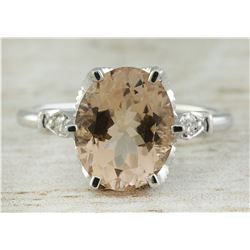 3.41 CTW Morganite 14K White Gold Diamond Ring
