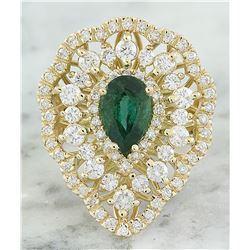 3.41 CTW Emerald 18K Yellow Gold Diamond Ring