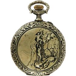 Roskopf "Mountain Climber" Engraved Pocket Watch 