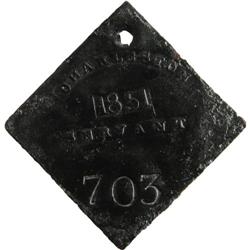 1851 Charleston SERVANT Slave Hire Badge #703 