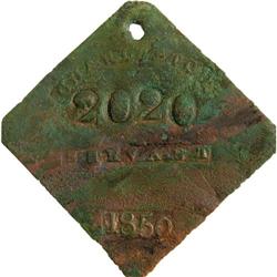 1850 Charleston SERVANT Slave Hire Badge #2020 