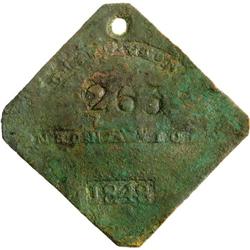 1848 Charleston MECHANIC Slave Hire Badge. Numbe 
