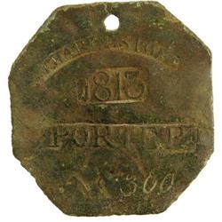 1813 Charleston PORTER Slave Hire Badge #300 