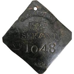 1825 Charleston SERVANT Slave Hire Badge #1048 