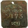 1820 Charleston MECHANIC Slave Hire Badge #175 