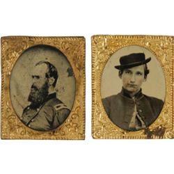 Two Fine Civil War Soldier Tintypes. 