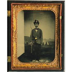 Civil War Iron Brigade Soldier 1/4 Plate Tintype 