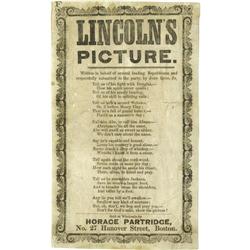 1860 Abraham Lincoln Campaign Ditty Broadside 