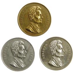 Three 1860 Lincoln "Beloved Alike" Medals. 