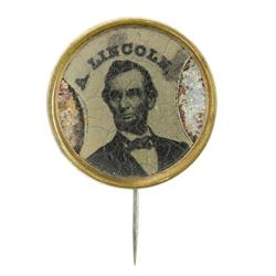 Fine 1864 Abraham Lincoln Pinback Ferrotype. 