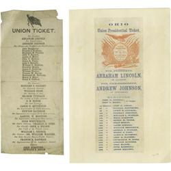 Four Fine 1864 Lincoln-Johnson Electoral Tickets 