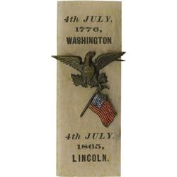 Rare 1865 Lincoln Celebration Badge and Ribbon. 