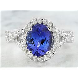 3.23 CTW Tanzanite 18K White Gold Diamond Ring