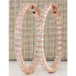 2.10 CTW Natural Diamond Hoop Earrings 14K Solid Rose Gold