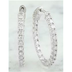 2.00 CTW 18K White Gold Diamond Hoop Earrings