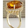 Image 3 : 15.42 CTW Natural Citrine And Diamond Ring 14K Solid Yellow Gold