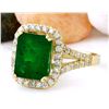 Image 2 : 4.47 CTW Natural Emerald 14K Solid Yellow Gold Diamond Ring