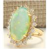 Image 2 : 8.09 CTW Natural Opal And Diamond Ring In 18K Yellow Gold