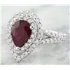 Image 2 : 3.30 CTW Ruby 14K White Gold Diamond Ring