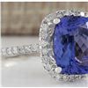 Image 2 : 4.40 CTW Natural Tanzanite And Diamond Ring In 14K White Gold