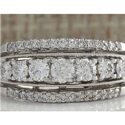 1.00 CTW Natural Diamond Ring In18K Solid White Gold