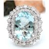 Image 1 : 10.04 CTW Natural Aquamarine 18K Solid White Gold Diamond Ring