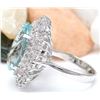 Image 3 : 10.04 CTW Natural Aquamarine 18K Solid White Gold Diamond Ring