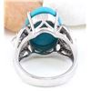 Image 3 : 8.75 CTW Natural Turquoise 14K Solid White Gold Diamond Ring