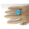 Image 5 : 8.75 CTW Natural Turquoise 14K Solid White Gold Diamond Ring
